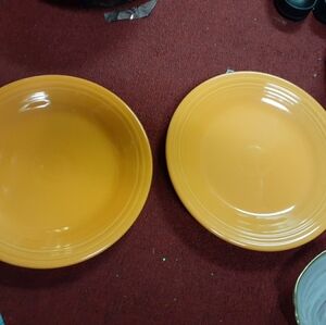 FIESTA Dinner Plate TANGERINE ORANGE Fiestaware Retired HLC 10.5" Lot of 2